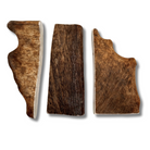 3 moose paddle antler chews on a white background